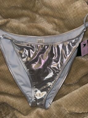 Silver Metallic Women's Swim Bottom
